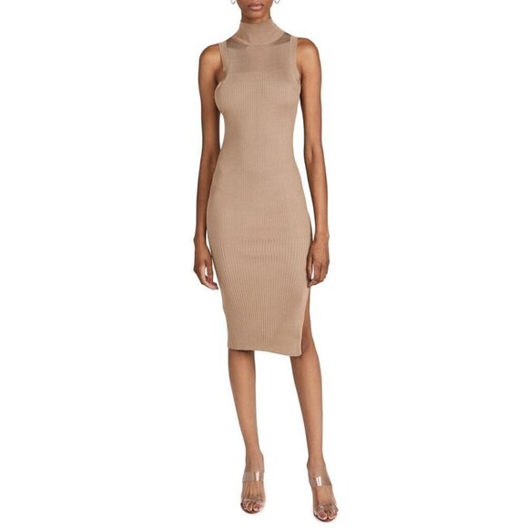 GOOD AMERICAN Mock Neck Sleeveless Rib Knit Midi Dress Size M/L - Picture 1 of 9